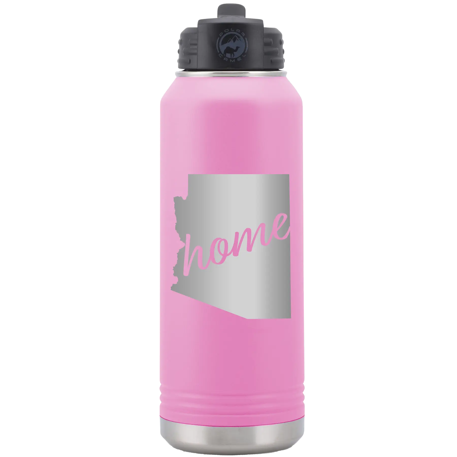 Laser etched light purple 32 oz vacuum insulated water bottle with 'Arizona Home' design