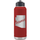 Laser etched maroon 32 oz vacuum insulated water bottle with 'Arizona Home' design