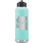 Laser etched teal 32 oz vacuum insulated water bottle with 'Arizona Home' design