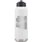 Laser etched white 32 oz vacuum insulated water bottle with 'Arizona Home' design