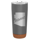 Laser etched storm gray 20 oz vacuum insulated tumbler with 'Arizona Home' design