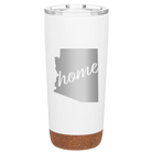 Laser etched white 20 oz vacuum insulated tumbler with 'Arizona Home' design