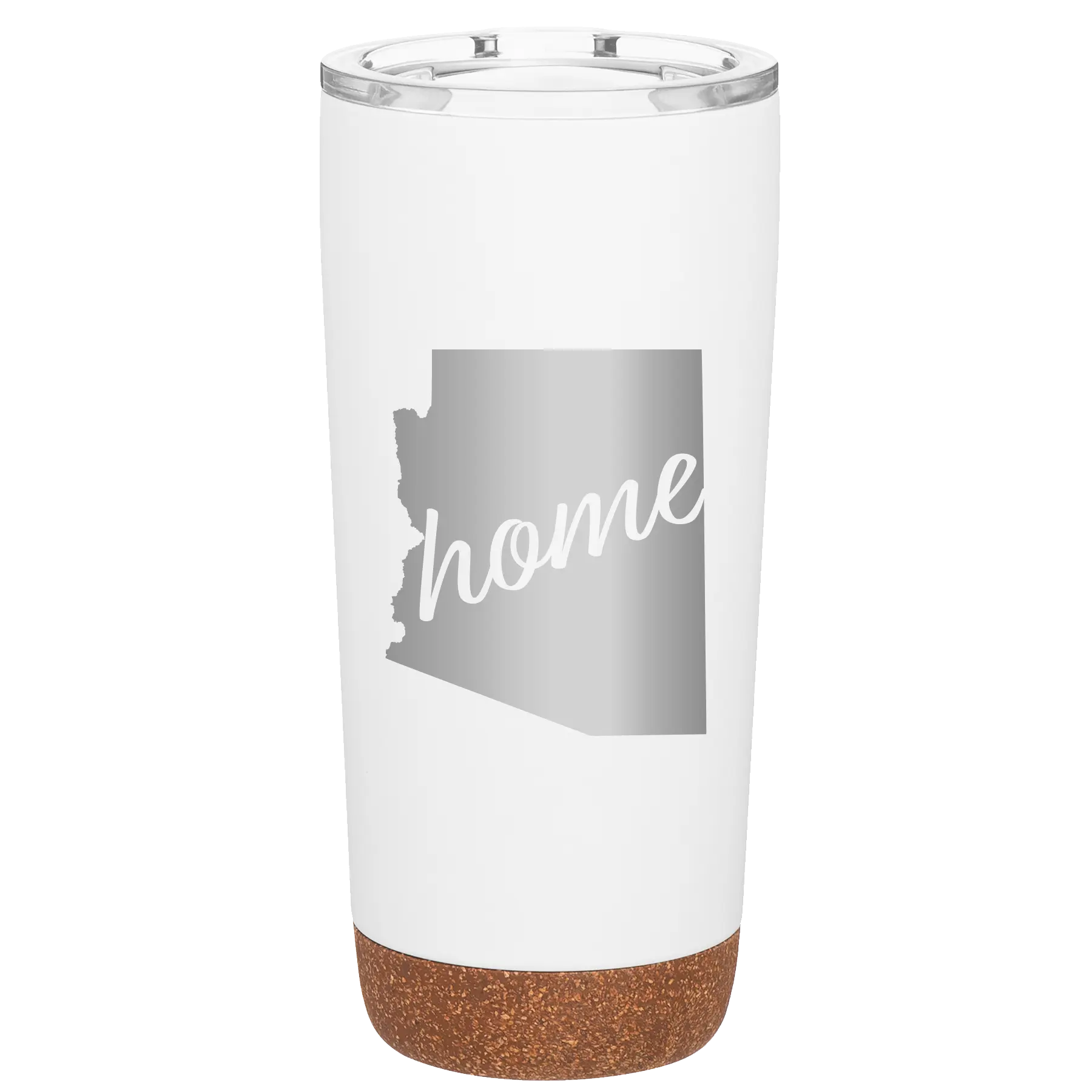 Laser etched white 20 oz vacuum insulated tumbler with 'Arizona Home' design