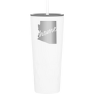 Laser etched white 20 oz vacuum insulated tumbler with 'Arizona Home' design