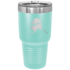 Laser etched teal 30 oz vacuum insulated tumbler with 'Alaska Home' design