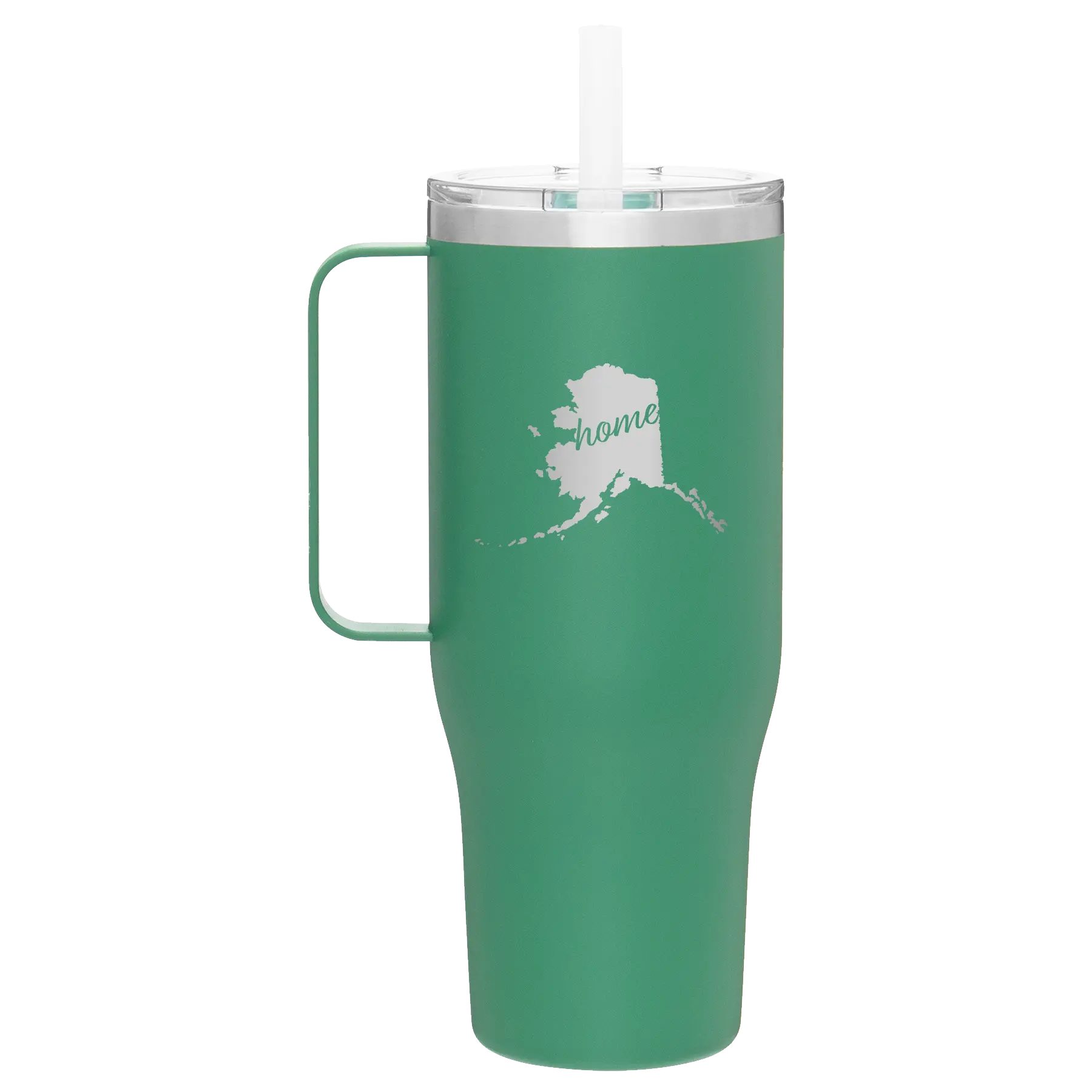 Laser etched forage 40 oz vacuum insulated tumbler mug with 'Alaska Home' design