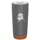 Laser etched storm gray 20 oz vacuum insulated tumbler with 'Alaska Home' design