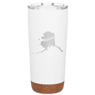 Laser etched white 20 oz vacuum insulated tumbler with 'Alaska Home' design