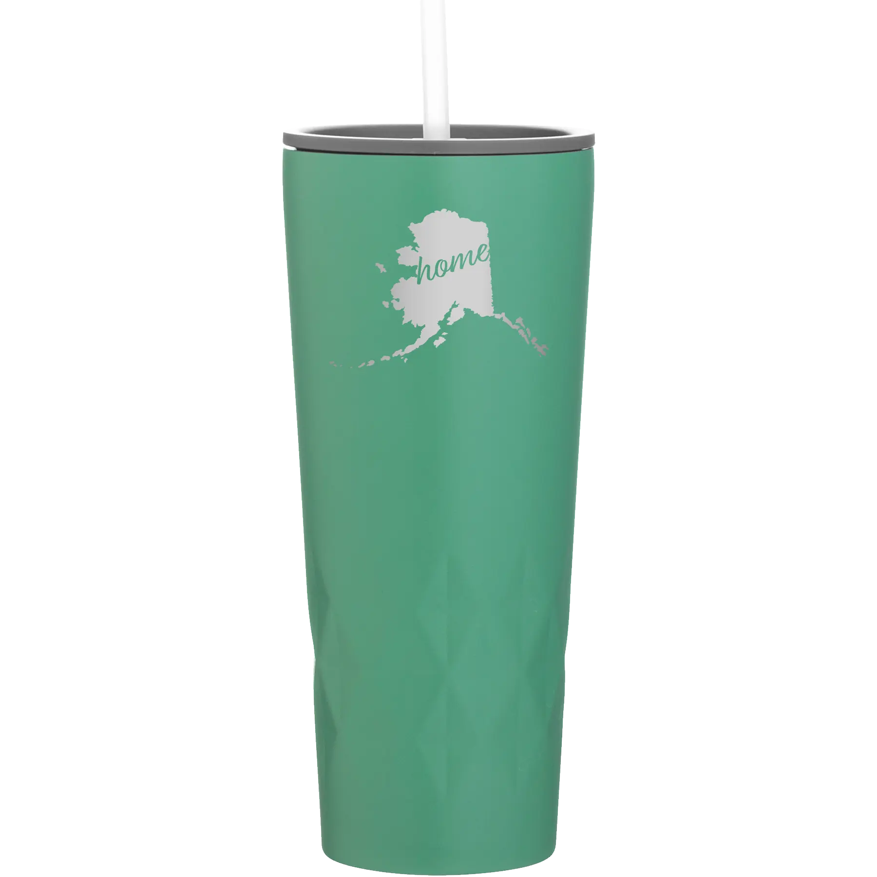 Laser etched forage 20 oz vacuum insulated tumbler with 'Alaska Home' design