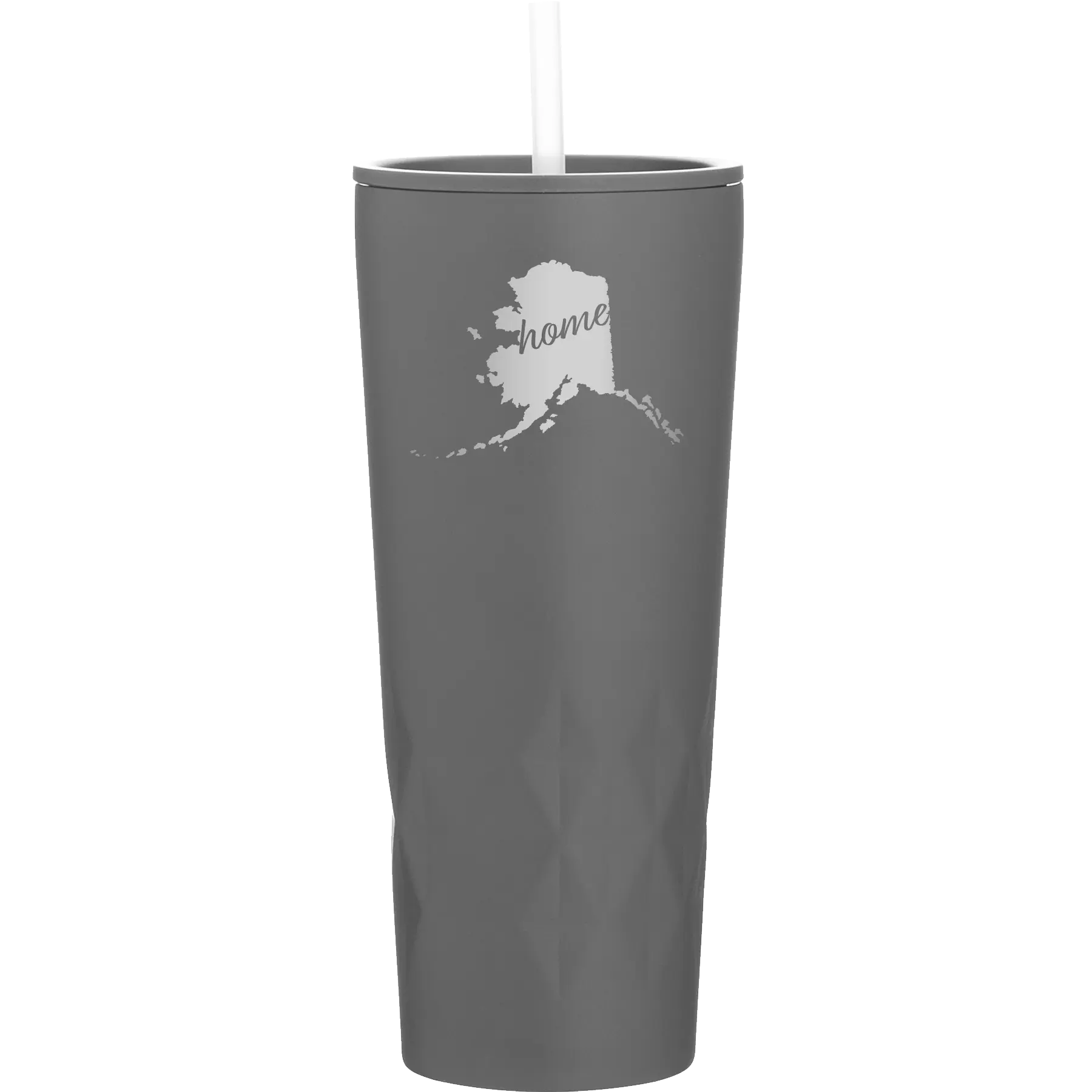 Laser etched slate 20 oz vacuum insulated tumbler with 'Alaska Home' design