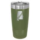 Laser etched olive green 20 oz vacuum insulated tumbler with 'Alabama Home' design