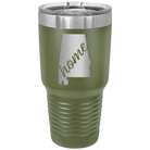 Laser etched olive green 30 oz vacuum insulated tumbler with 'Alabama Home' design