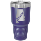 Laser etched purple 30 oz vacuum insulated tumbler with 'Alabama Home' design