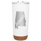 Laser etched white 20 oz vacuum insulated tumbler with 'Alabama Home' design