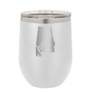 Laser etched white 12 oz vacuum insulated wine cup with 'Alabama Home' design
