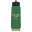 Personalized green 20 oz vacuum insulated water bottle with 'Mrs and Mrs' design