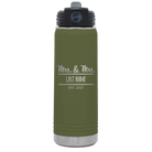 Personalized olive green 20 oz vacuum insulated water bottle with 'Mrs and Mrs' design