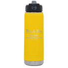 Personalized yellow 20 oz vacuum insulated water bottle with 'Mrs and Mrs' design