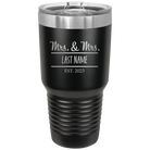 Personalized black 30 oz vacuum insulated tumbler with 'Mrs and Mrs' design