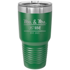 Personalized green 30 oz vacuum insulated tumbler with 'Mrs and Mrs' design