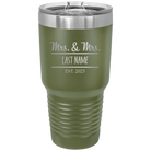 Personalized olive green 30 oz vacuum insulated tumbler with 'Mrs and Mrs' design