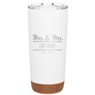 Personalized white 20 oz vacuum insulated tumbler with 'Mrs and Mrs' design
