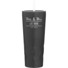 Personalized black 20 oz vacuum insulated tumbler with 'Mrs and Mrs' design