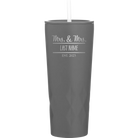 Personalized slate 20 oz vacuum insulated tumbler with 'Mrs and Mrs' design
