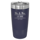Personalized navy 20 oz vacuum insulated tumbler with 'Mr and Mrs' design