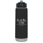 Personalized black 20 oz vacuum insulated water bottle with 'Mr and Mrs' design