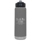 Personalized dark gray 20 oz vacuum insulated water bottle with 'Mr and Mrs' design