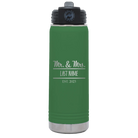 Personalized green 20 oz vacuum insulated water bottle with 'Mr and Mrs' design