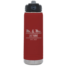 Personalized maroon 20 oz vacuum insulated water bottle with 'Mr and Mrs' design