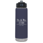 Personalized navy 20 oz vacuum insulated water bottle with 'Mr and Mrs' design