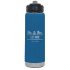 Personalized royal blue 20 oz vacuum insulated water bottle with 'Mr and Mrs' design