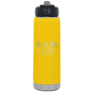 Personalized yellow 20 oz vacuum insulated water bottle with 'Mr and Mrs' design