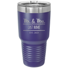 Personalized purple 30 oz vacuum insulated tumbler with 'Mr and Mrs' design