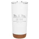 Personalized white 20 oz vacuum insulated tumbler with 'Mr and Mrs' design