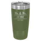 Personalized olive green 20 oz vacuum insulated tumbler with 'Mr and Mr' design