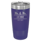 Personalized purple 20 oz vacuum insulated tumbler with 'Mr and Mr' design