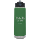 Personalized green 20 oz vacuum insulated water bottle with 'Mr and Mr' design