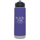Personalized purple 20 oz vacuum insulated water bottle with 'Mr and Mr' design