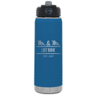 Personalized royal blue 20 oz vacuum insulated water bottle with 'Mr and Mr' design