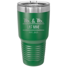 Personalized green 30 oz vacuum insulated tumbler with 'Mr and Mr' design