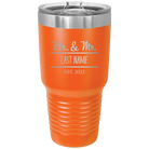Personalized orange 30 oz vacuum insulated tumbler with 'Mr and Mr' design