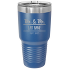 Personalized royal blue 30 oz vacuum insulated tumbler with 'Mr and Mr' design