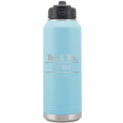 Personalized light blue 32 oz vacuum insulated water bottle with 'Mr and Mr' design