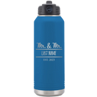 Personalized royal blue 32 oz vacuum insulated water bottle with 'Mr and Mr' design