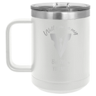Personalized white 15 oz vacuum insulated coffee mug with 'Will You Be Best Man' design