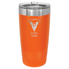 Personalized orange 20 oz vacuum insulated tumbler with 'Will You Be Best Man' design